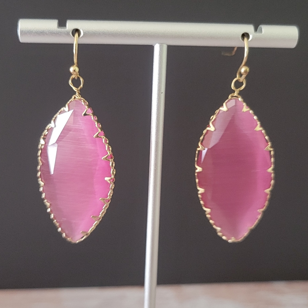 Rose and Gold Detailed Leaf Dop Earrings